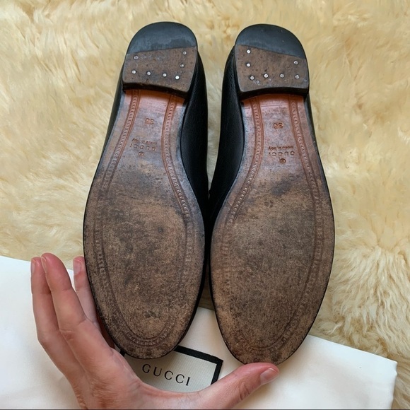 GUCCI Brixton Horsebit Black Leather Foldable Mules Blogger Favorite Loafers 36 - Picture 8 of 14